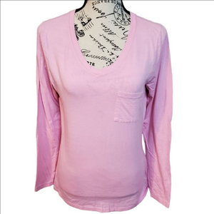 Hanes Soft Pink Long Sleeve Jersey Top Shirt Medium